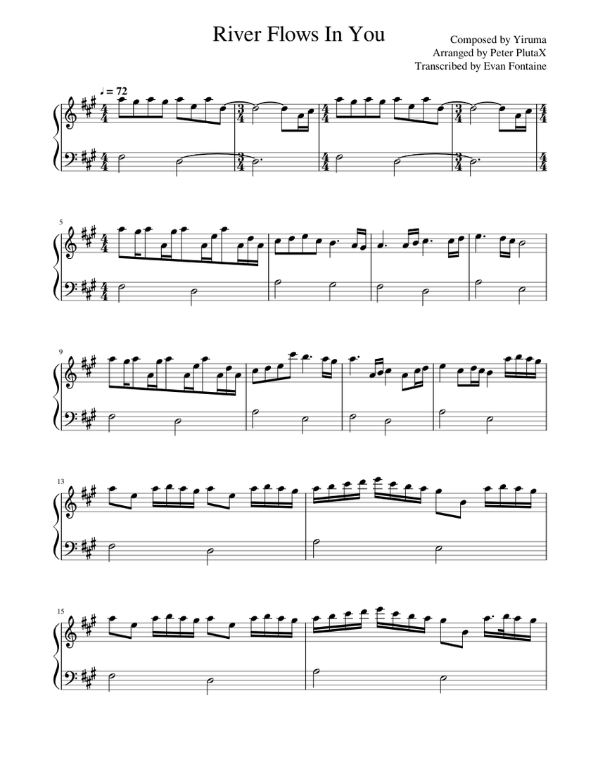 River Flows In You Yiruma Sheet music for Piano Solo Easy Musescore