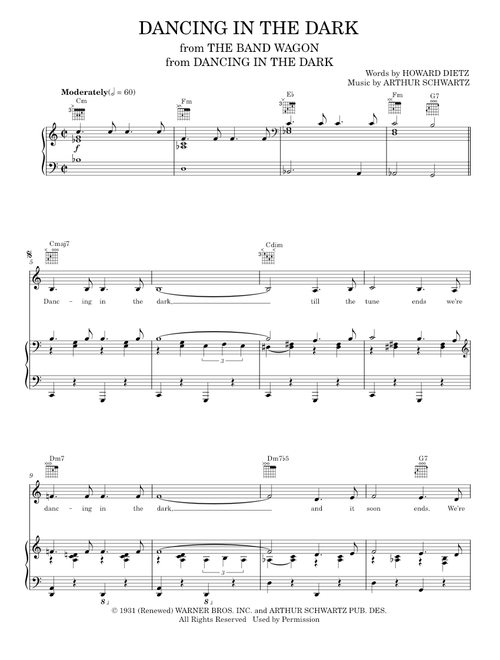 Dancing In The Dark - Artie Shaw & his Orchestra (Piano-Vocal-Guitar)
