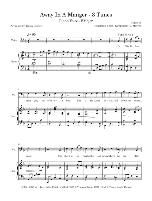Away in A Manger – 3 Tunes (Vocal)