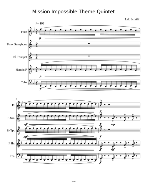 Mission Impossible Theme Quintet