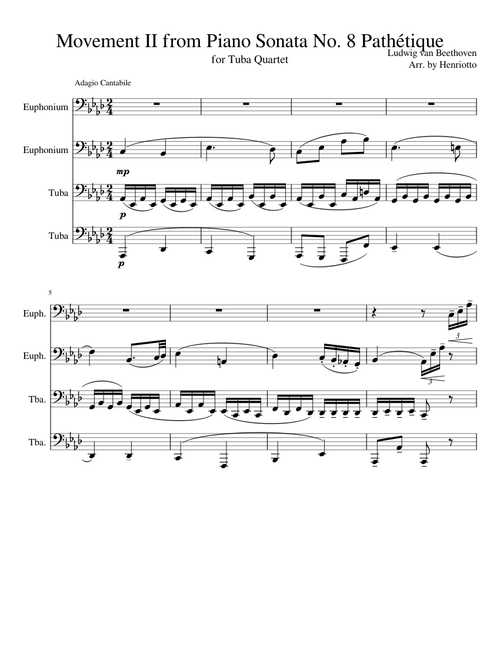 Movement II from Piano Sonata No 8 Pathétique Tuba Quartet