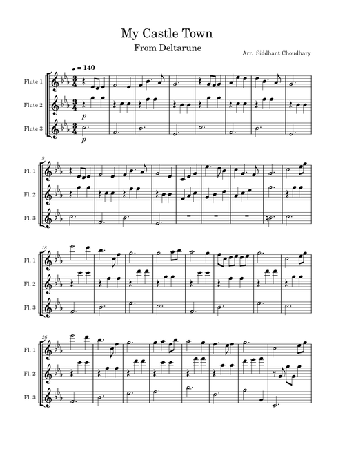 My Castle Town – Toby Fox - Flute Trio
