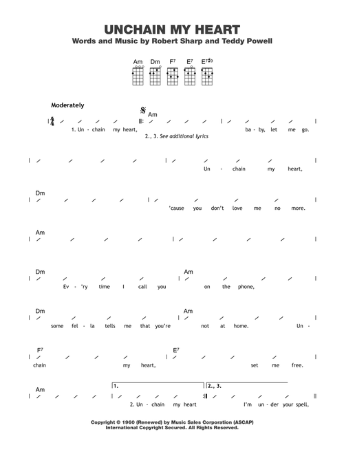 Unchain My Heart - Joe Cocker, Ray Charles (Ukulele Chords-Lyrics)