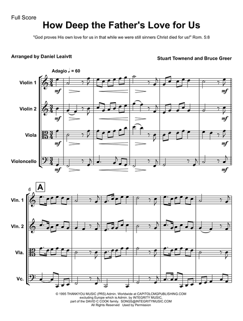 How Deep The Father's Love For Us (Arr. Daniel Leavitt) - Stuart Townend (String Quartet)