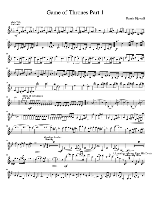 The Ultimate Game of Thrones Medley for Clarinet: Part 1