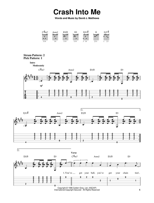 Crash Into Me - Dave Matthews Band (Easy Guitar with TAB)