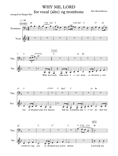Why Me? (why Me, Lord?) (Arr. Margot Kiis) - Cristy Lane (Piano Chords-Lyrics)