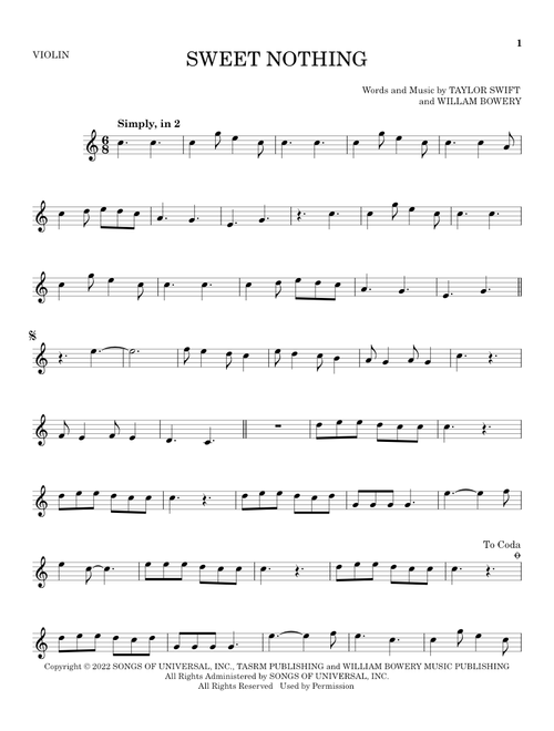 Sweet Nothing - Taylor Swift (Violin Solo)