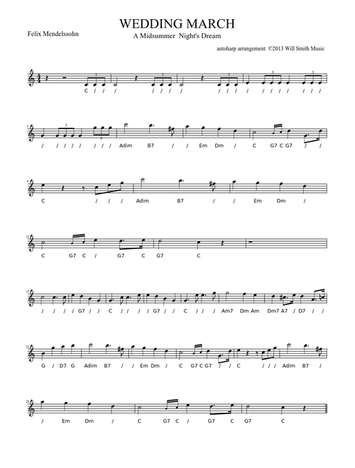 WEDDING MARCH (Mendelssohn) for autoharp