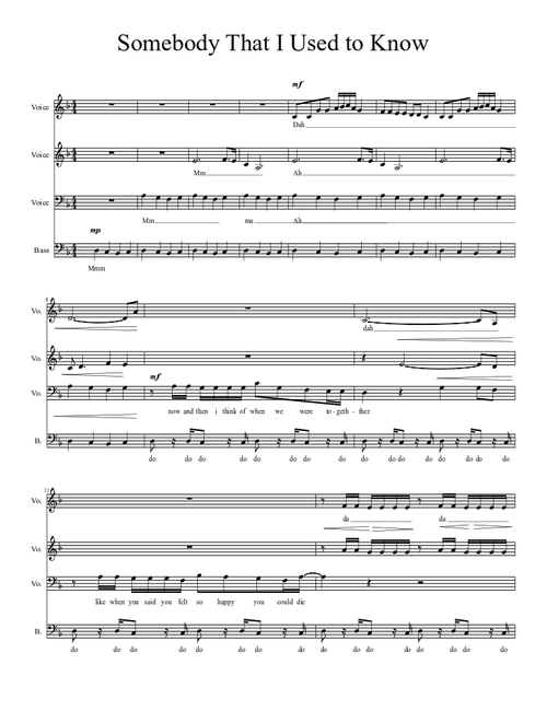 Somebody That I Used to Know (Pentatonix Version)