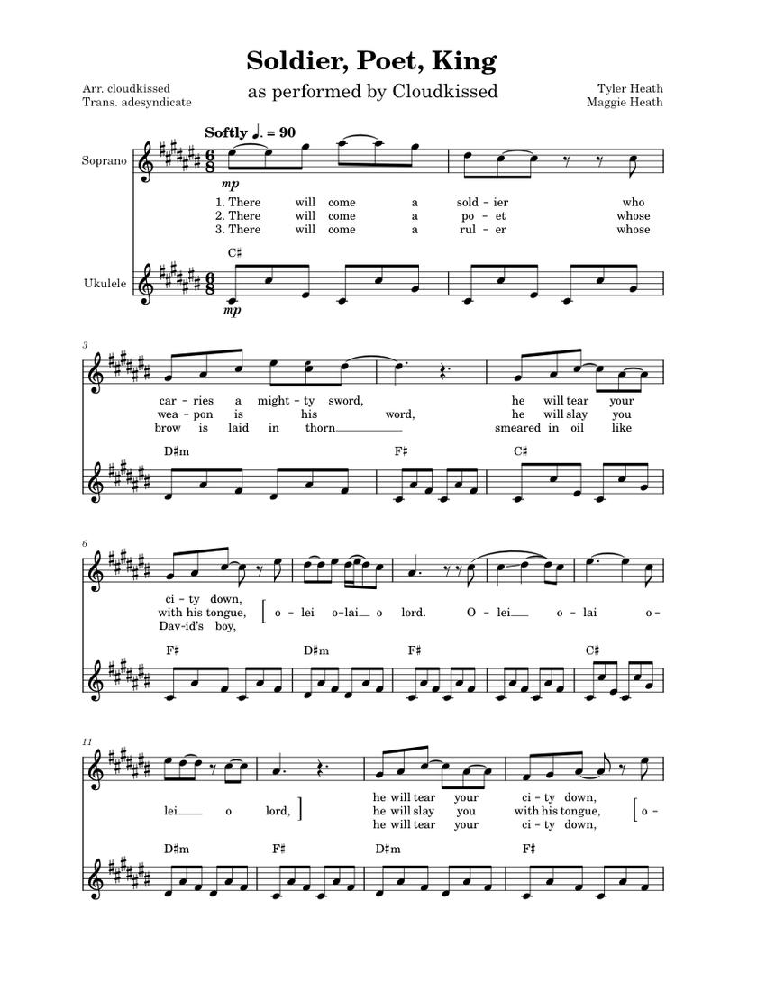 Soldier, Poet, King Oh Hellos Sheet music for Soprano, Ukulele (Solo