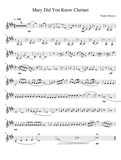 Mary Did You Know? Clarinet