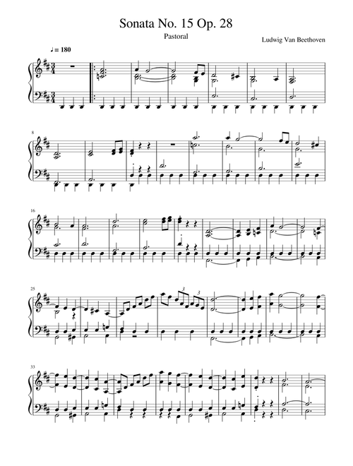 Beethoven - Sonata No. 15 Op. 28 (Pastoral)