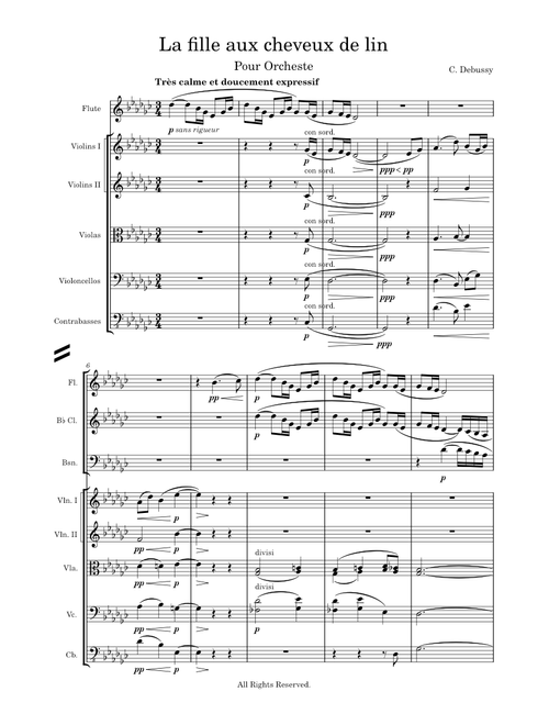 La fille aux cheveux de lin pour orchestre