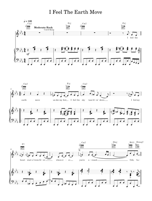 I Feel the Earth Move - Carol King, James Taylor (Piano-Voice)