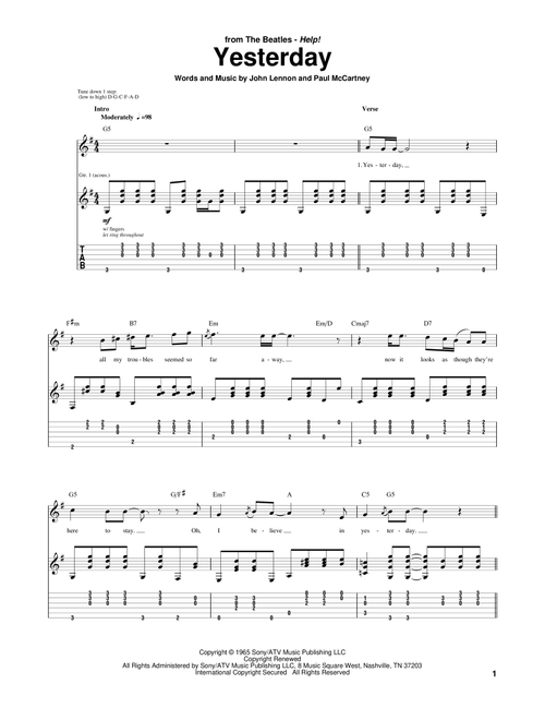 Yesterday - The Beatles (Guitar Tab)