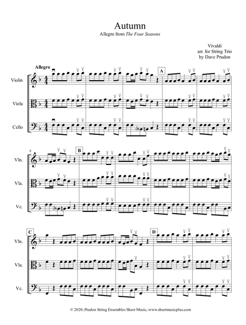 Vivaldi Autumn (Allegro) for String Trio (Arr. Dave Prudon) (String Ensemble)