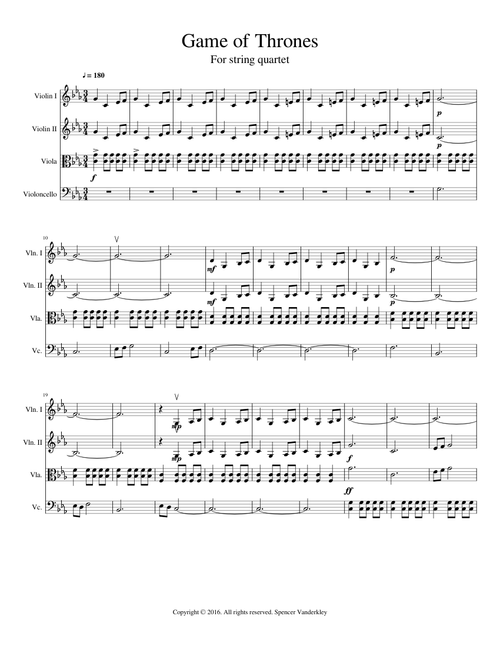 Game of Thrones Theme - string quartet