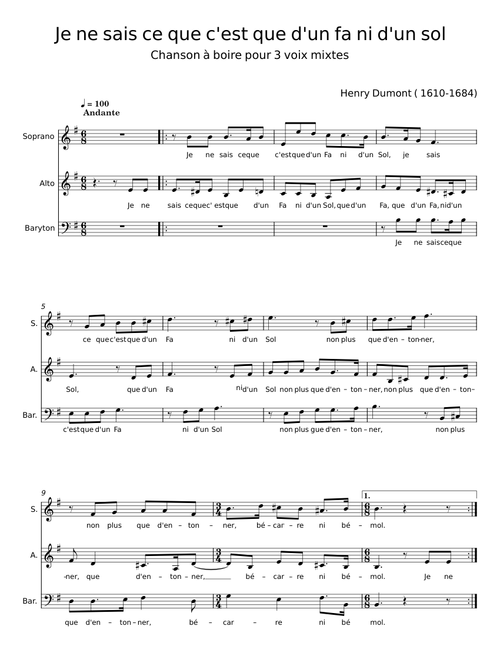 Je ne sais ce que c'est que d'un fa ni d'un sol – Henry Dumont