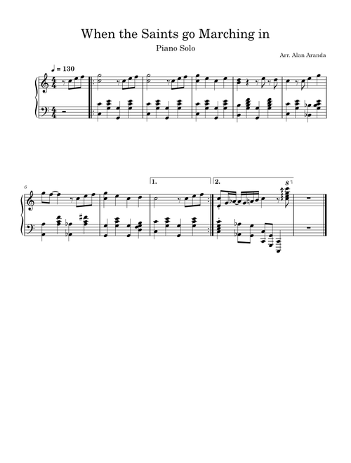 When the Saints go Marching in - Piano Solo