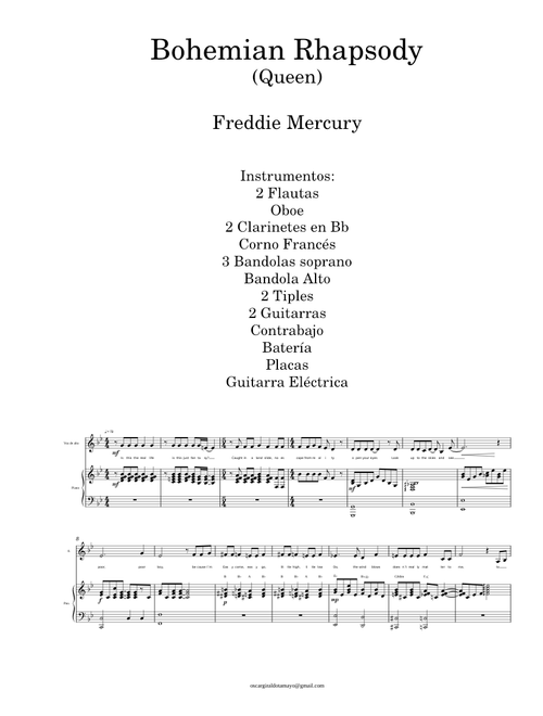Bohemian rhapsody – Queen Bohemian rhapsody –  Contralto - Piano