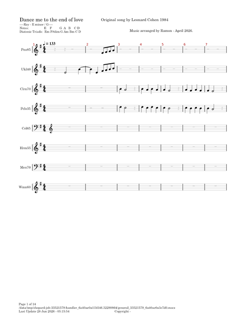 'Dance me to the end of love' by Leonard Cohen – Instrumental