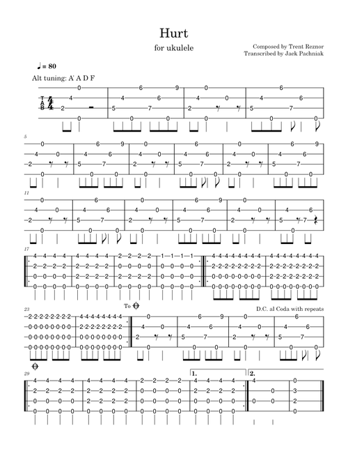 Hurt – Nine Inch Nails (ukulele)