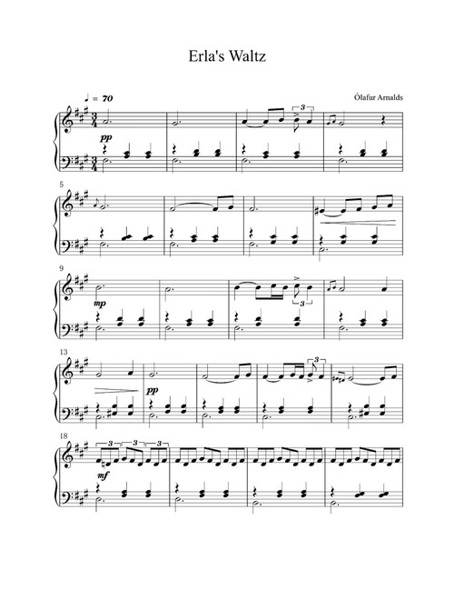 Erla's Waltz (Arr. Ólafur Arnalds) (Piano Solo)