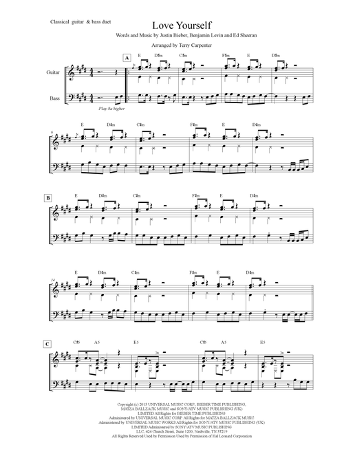 Love Yourself (Arr. Terry Carpenter) - Justin Bieber (Instrumental Duet)