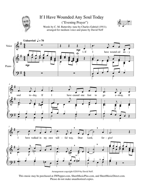 If I Have Wounded Any Soul Today, An Evening Prayer (medium voice edition) (Arr. David Neff) - Mahalia Jackson, Elvis Presley (Piano Vocal)