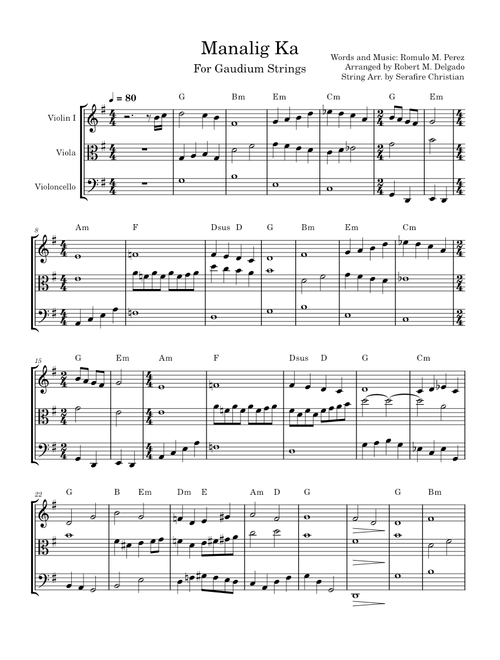Manalig Ka for string trio