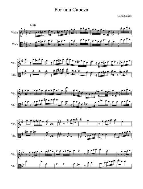 Tango: Por una Cabeza (violin & viola)