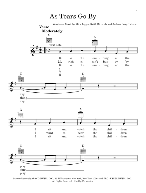 As Tears Go By - The Rolling Stones (Ukulele)