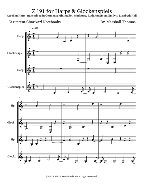 Z 191 for Harps & Glockenspiels - Celebrity Chamber Players (Small Ensemble)