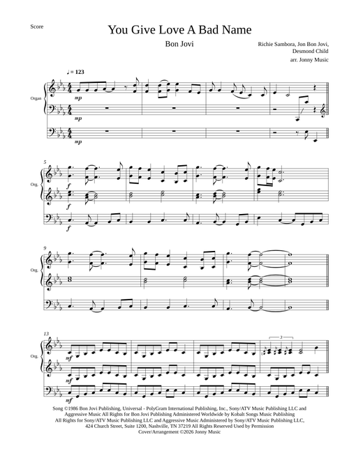 You Give Love A Bad Name (Bon Jovi) Organ Cover [PREVIEW]
