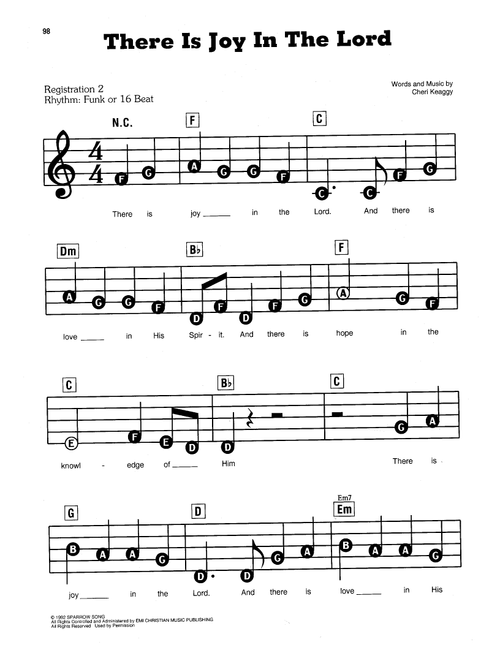 There Is Joy In The Lord - Cheri Keaggy (E-Z Play Today)