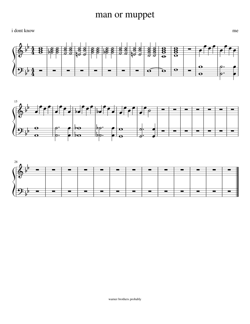 man or muppet Sheet music for Piano (Solo) Easy