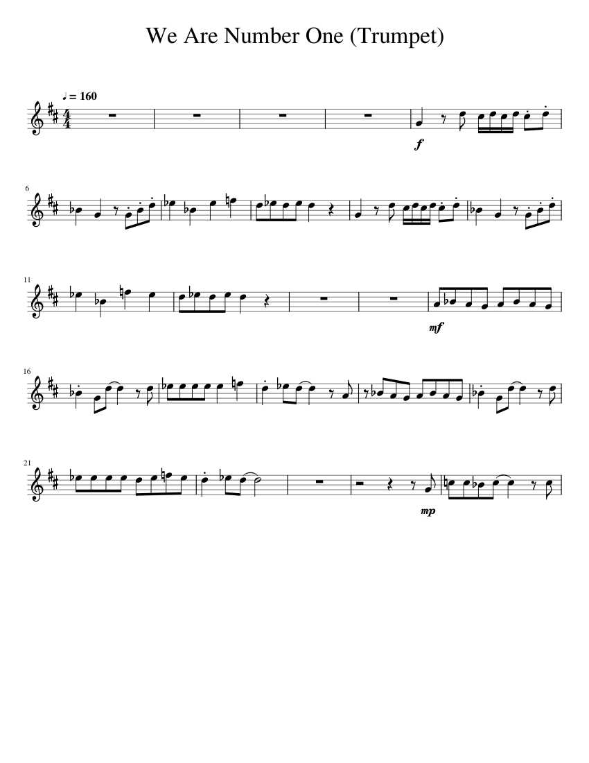 We Are Number One Trumpet Solo Sheet Music for Trumpet in b-flat