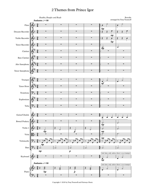 Two Themes from Prince Igor (Mixed Ensemble) (Arr. Tony Tournoff) - BORODIN (Large Ensemble)
