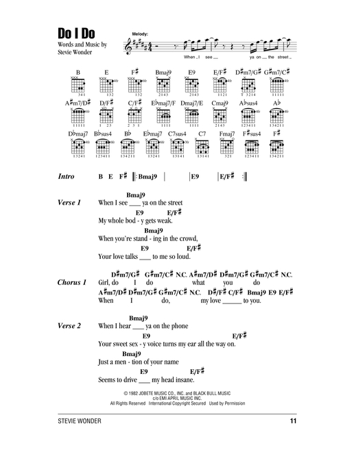 Do I Do - Stevie Wonder (Guitar Chords-Lyrics)