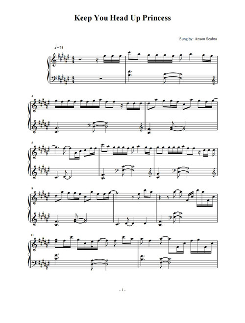 Keep Your Head Up Princess (Arr. Anson Seabra) (Piano Solo)