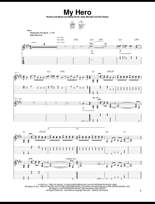 My Hero - Foo Fighters (Guitar Tab)