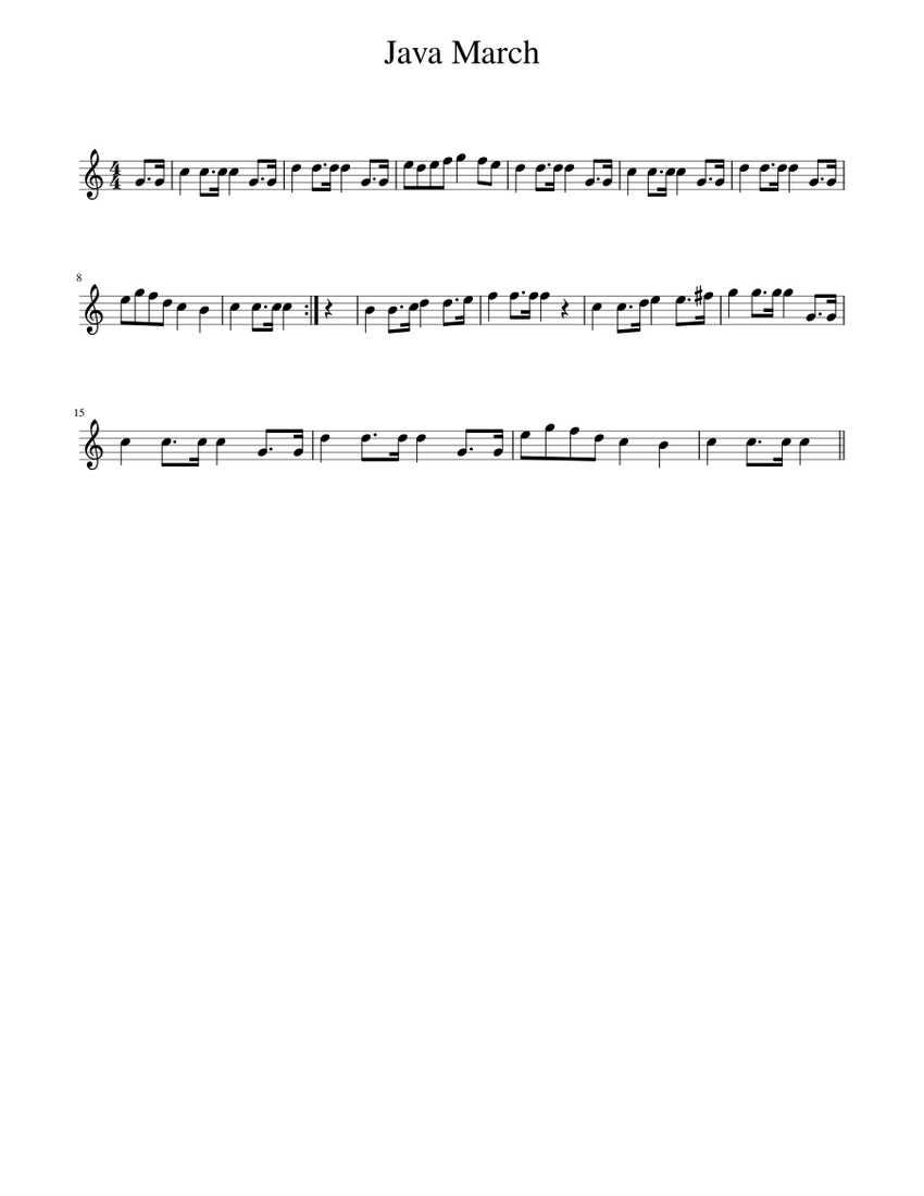 Java March Sheet Music for Piano (Solo) easy | MuseScore.com