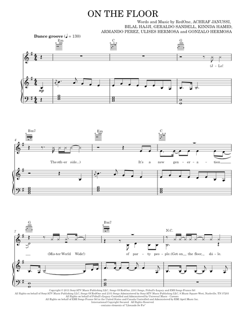 On the floor - Jennifer Lopez (Piano-Vocal-Guitar)