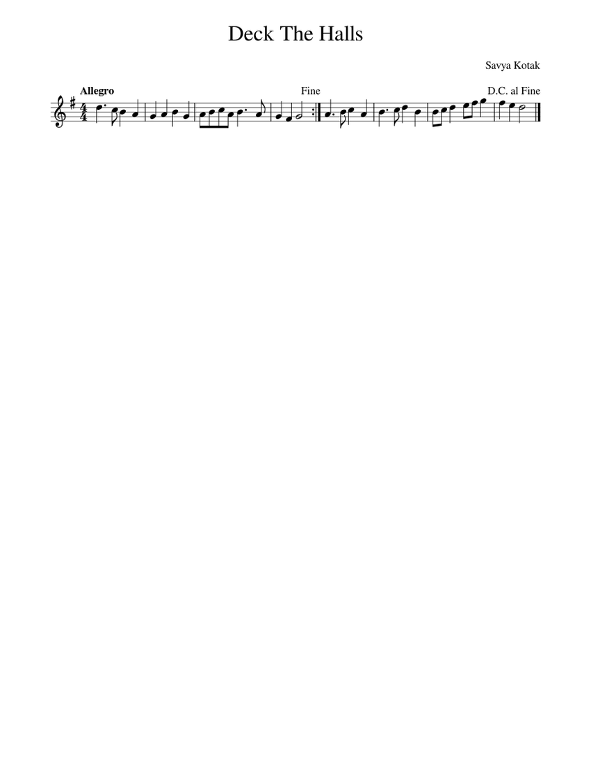 Deck The Halls Sheet Music For Trumpet In B-flat (Solo) | Musescore.com