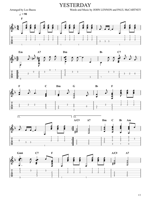 Yesterday (Arr. Leo Baeza) - Adam Levine & Tony Lucca (Solo Guitar)