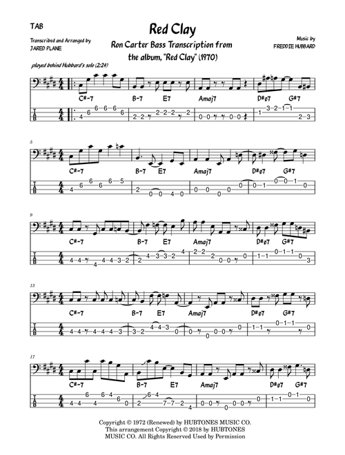 Red Clay (Arr. Jared Plane) - Freddie Hubbard (Bass Tab)