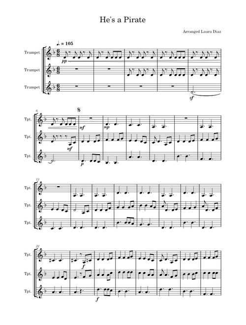 Pirates of the caribbean - hes a pirate –Trumpet trio