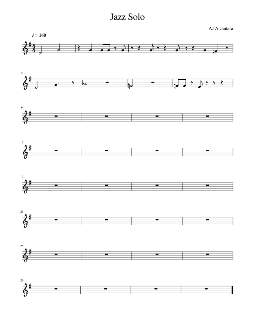Jazz Solo v2 Sheet music for Trumpet in b-flat (Solo) | Musescore.com