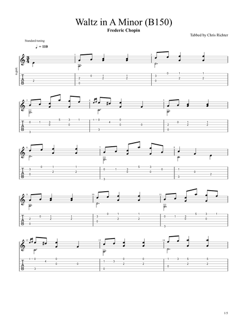 Waltz in A Minor (Frédéric Chopin) (Arr. Chris Richter) (Solo Guitar)